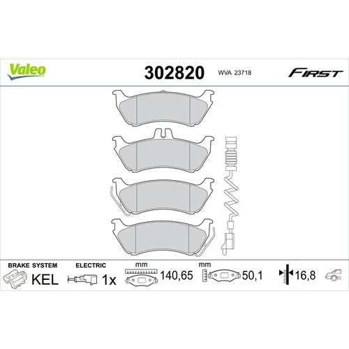 Sada brzdových platničiek kotúčovej brzdy VALEO 302820
