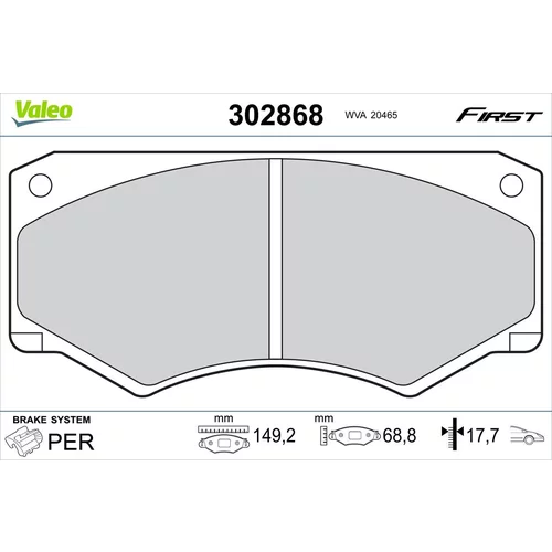 Sada brzdových platničiek kotúčovej brzdy VALEO 302868