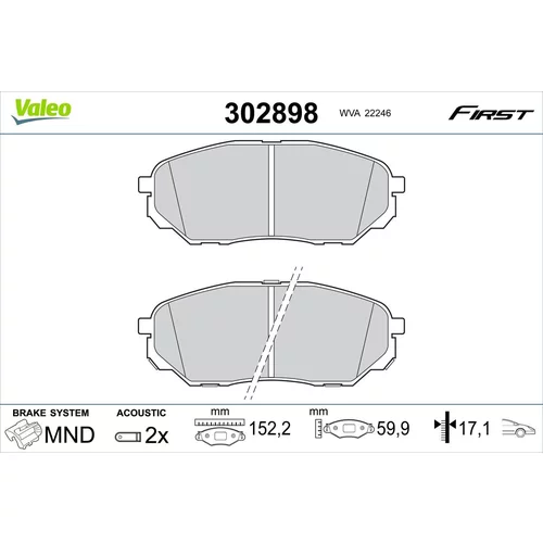 Sada brzdových platničiek kotúčovej brzdy VALEO 302898