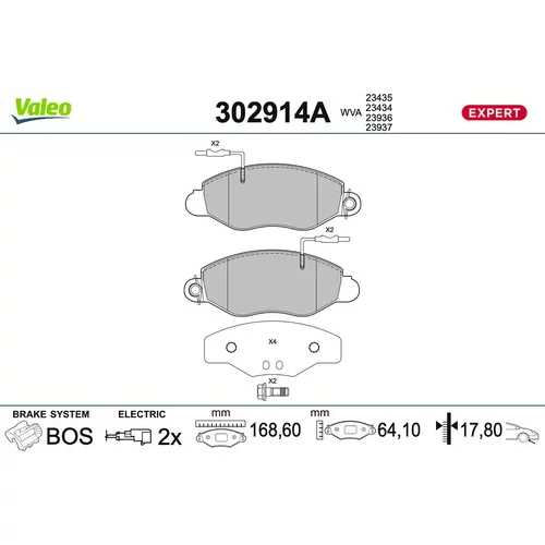 Sada brzdových platničiek kotúčovej brzdy VALEO 302914A