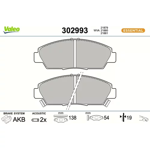Sada brzdových platničiek kotúčovej brzdy VALEO 302993