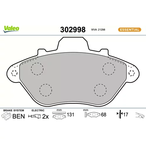 Sada brzdových platničiek kotúčovej brzdy VALEO 302998