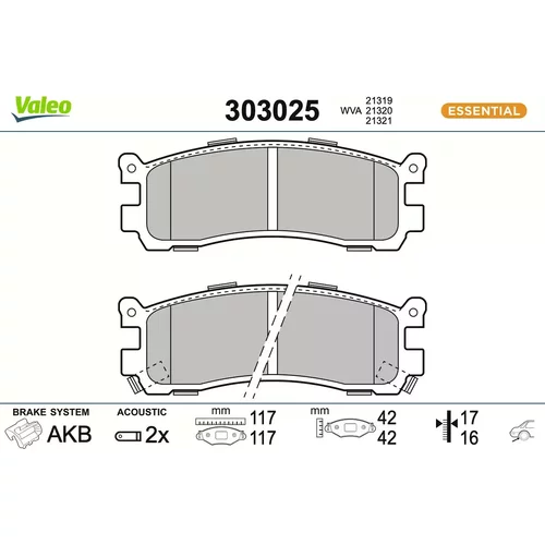 Sada brzdových platničiek kotúčovej brzdy VALEO 303025
