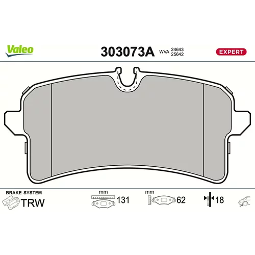 Sada brzdových platničiek kotúčovej brzdy VALEO 303073A