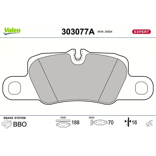 Sada brzdových platničiek kotúčovej brzdy VALEO 303077A