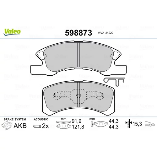 Sada brzdových platničiek kotúčovej brzdy 598873 /VALEO/