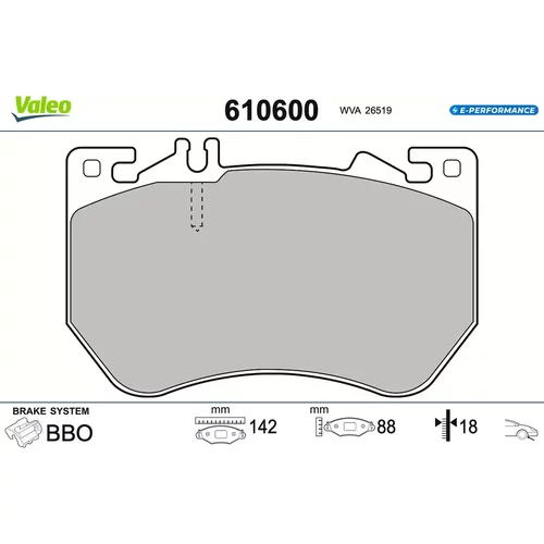 Sada brzdových platničiek kotúčovej brzdy VALEO 610600