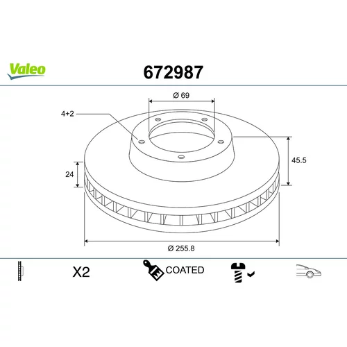 Brzdový kotúč VALEO 672987