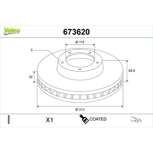 Brzdový kotúč VALEO 673620