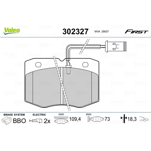 Sada brzdových platničiek kotúčovej brzdy VALEO 302327