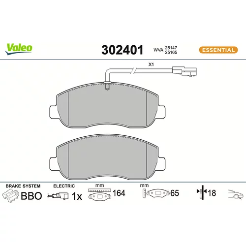 Sada brzdových platničiek kotúčovej brzdy VALEO 302401