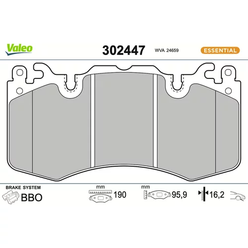 Sada brzdových platničiek kotúčovej brzdy VALEO 302447