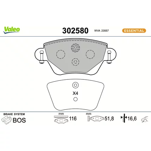 Sada brzdových platničiek kotúčovej brzdy VALEO 302580