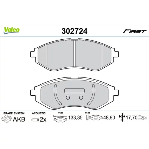 Sada brzdových platničiek kotúčovej brzdy VALEO 302724