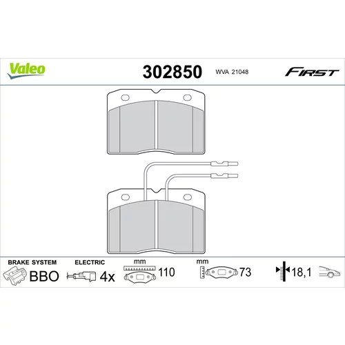 Sada brzdových platničiek kotúčovej brzdy VALEO 302850