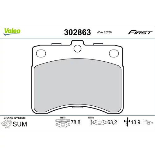 Sada brzdových platničiek kotúčovej brzdy VALEO 302863