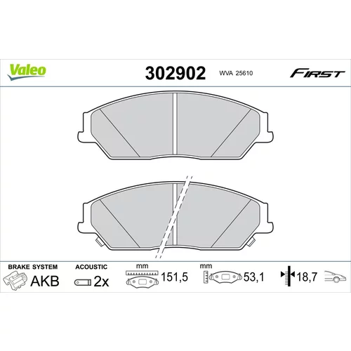 Sada brzdových platničiek kotúčovej brzdy VALEO 302902