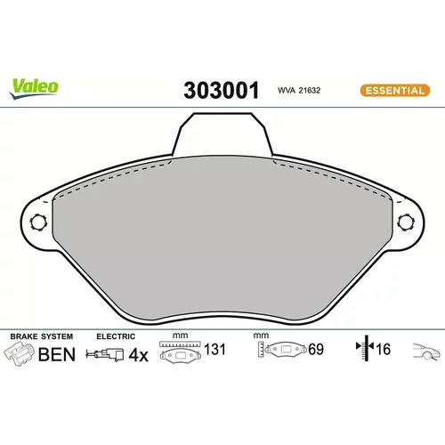 Sada brzdových platničiek kotúčovej brzdy VALEO 303001
