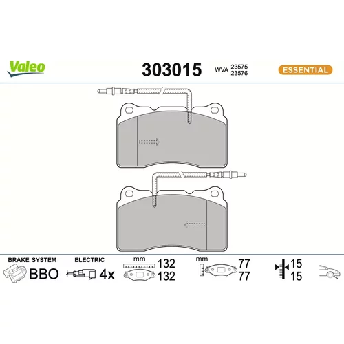 Sada brzdových platničiek kotúčovej brzdy VALEO 303015