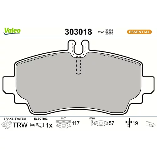Sada brzdových platničiek kotúčovej brzdy VALEO 303018