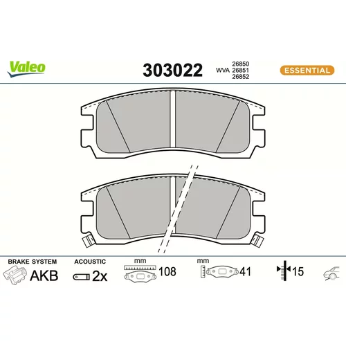 Sada brzdových platničiek kotúčovej brzdy VALEO 303022