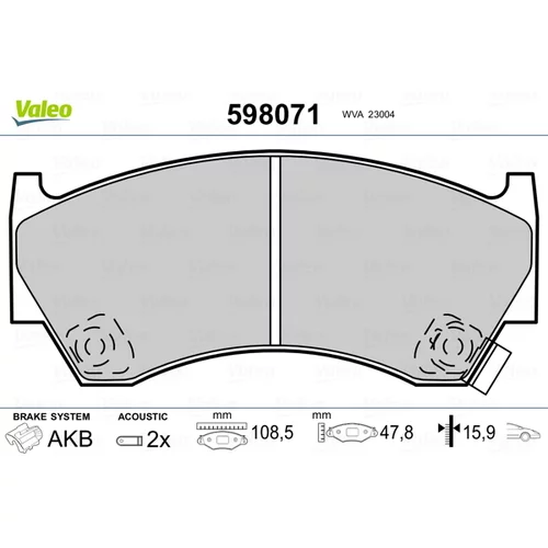 Sada brzdových platničiek kotúčovej brzdy VALEO 598071