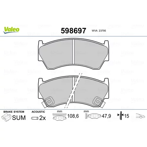 Sada brzdových platničiek kotúčovej brzdy VALEO 598697