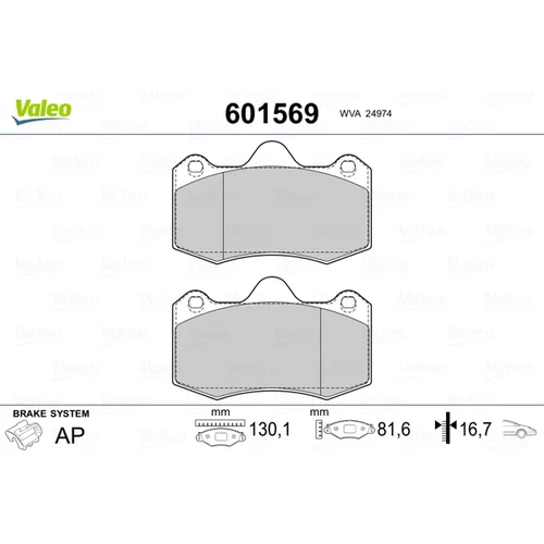 Sada brzdových platničiek kotúčovej brzdy VALEO 601569