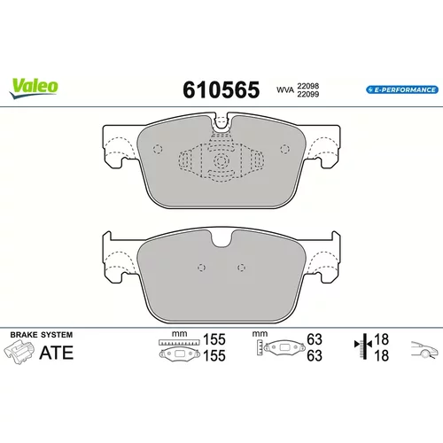 Sada brzdových platničiek kotúčovej brzdy VALEO 610565