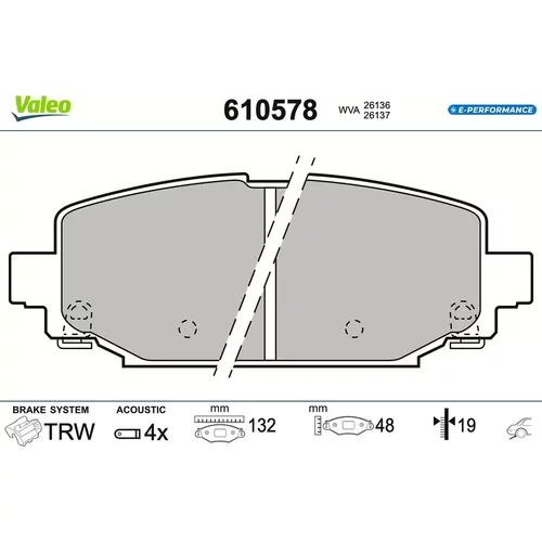 Sada brzdových platničiek kotúčovej brzdy VALEO 610578