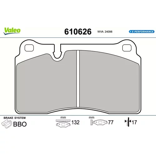 Sada brzdových platničiek kotúčovej brzdy VALEO 610626