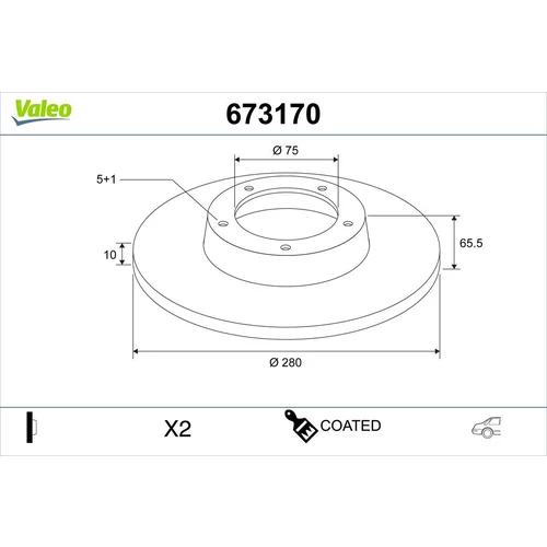 Brzdový kotúč VALEO 673170
