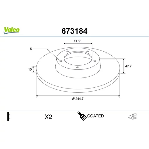 Brzdový kotúč VALEO 673184