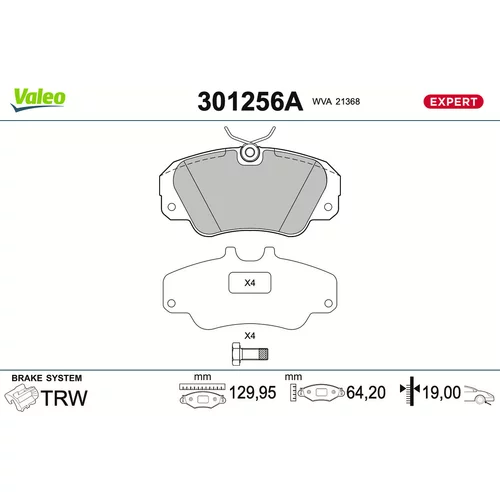 Sada brzdových platničiek kotúčovej brzdy VALEO 301256A