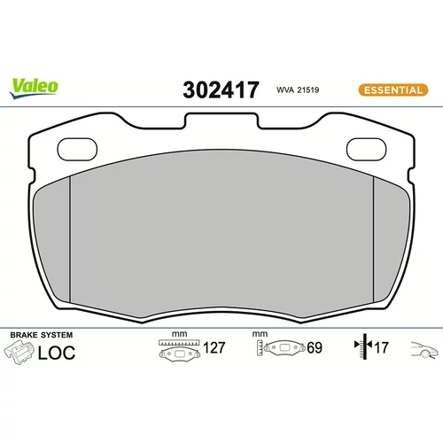 Sada brzdových platničiek kotúčovej brzdy VALEO 302417
