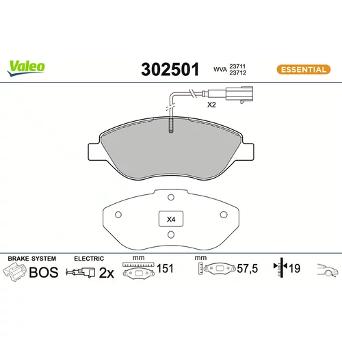 Sada brzdových platničiek kotúčovej brzdy VALEO 302501