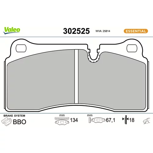 Sada brzdových platničiek kotúčovej brzdy VALEO 302525