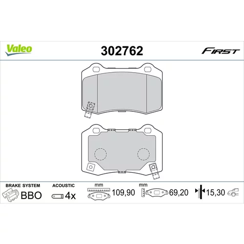 Sada brzdových platničiek kotúčovej brzdy 302762 /VALEO/