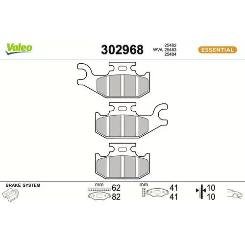 Sada brzdových platničiek kotúčovej brzdy VALEO 302968