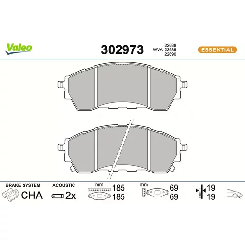 Sada brzdových platničiek kotúčovej brzdy VALEO 302973