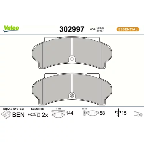 Sada brzdových platničiek kotúčovej brzdy VALEO 302997