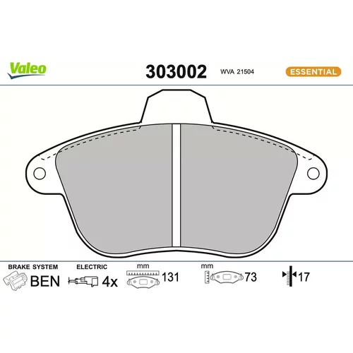Sada brzdových platničiek kotúčovej brzdy VALEO 303002