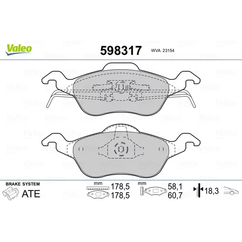 Sada brzdových platničiek kotúčovej brzdy VALEO 598317