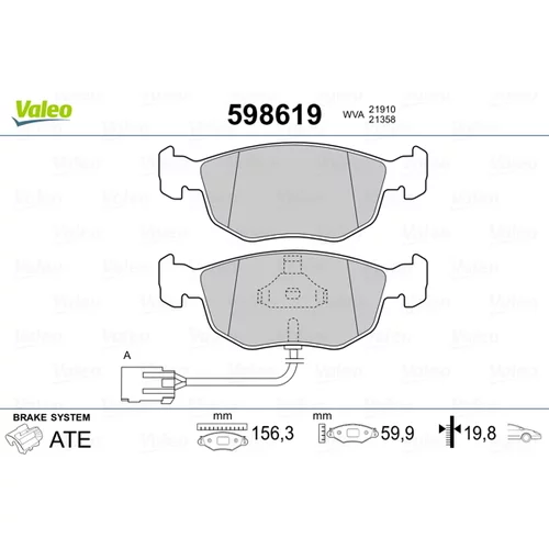 Sada brzdových platničiek kotúčovej brzdy VALEO 598619