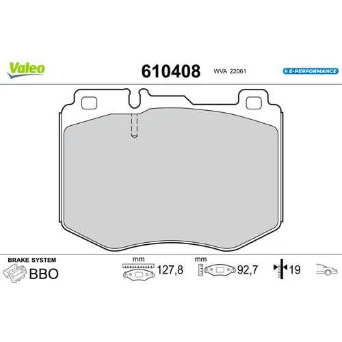 Sada brzdových platničiek kotúčovej brzdy VALEO 610408