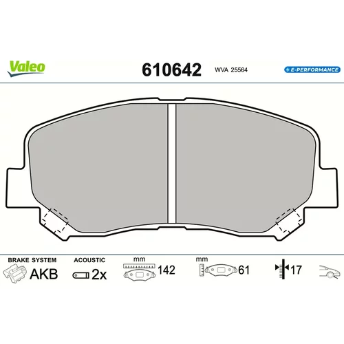 Sada brzdových platničiek kotúčovej brzdy VALEO 610642