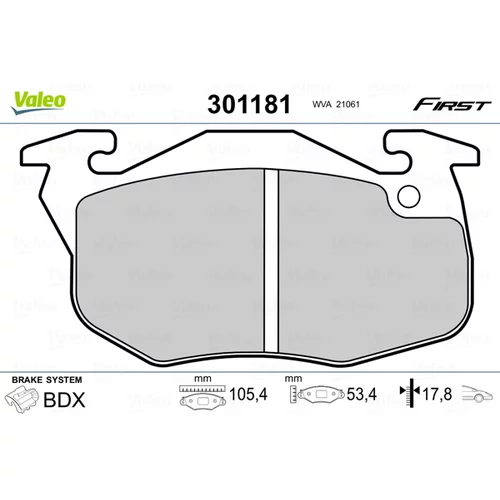 Sada brzdových platničiek kotúčovej brzdy VALEO 301181