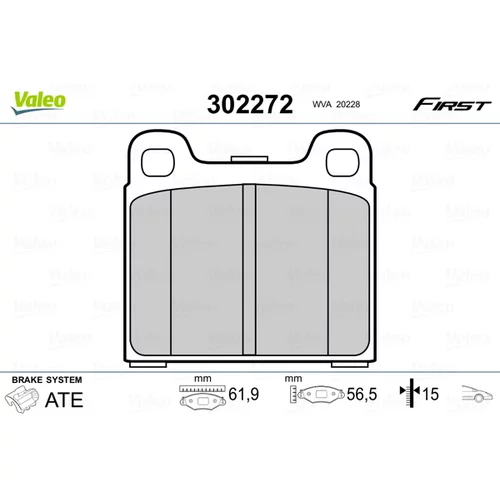 Sada brzdových platničiek kotúčovej brzdy VALEO 302272