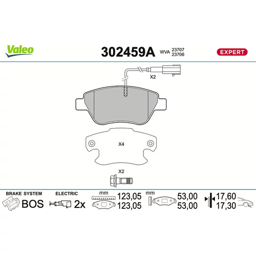 Sada brzdových platničiek kotúčovej brzdy VALEO 302459A