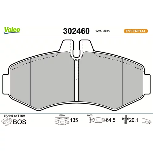 Sada brzdových platničiek kotúčovej brzdy VALEO 302460